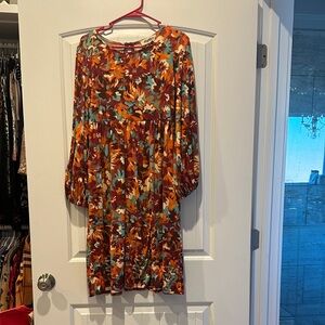 Autumn Floral Long Sleeve Dress